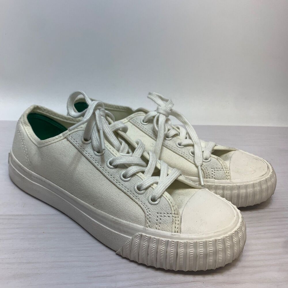 PF Flyers Shoes Womens‎ 7.5 Canvas White Low Top Lace Up Casual Sneakers